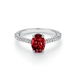 Tiffany & Co. Tiffany Novo® Oval Ruby Ring in Platinum with Pavé Diamonds | ^ Rings|Diamond Jewelry