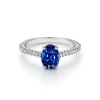 Tiffany & Co. Tiffany Novo® Oval Sapphire Ring in Platinum with Pavé Diamonds | ^ Rings|Diamond Jewelry