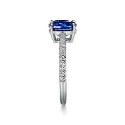 Tiffany & Co. Tiffany Novo® Oval Sapphire Ring in Platinum with Pavé Diamonds | ^ Rings|Diamond Jewelry