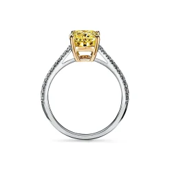 Tiffany & Co. Tiffany Novo® yellow diamond engagement ring with a pavé diamond platinum band. | ^ Engagement Rings