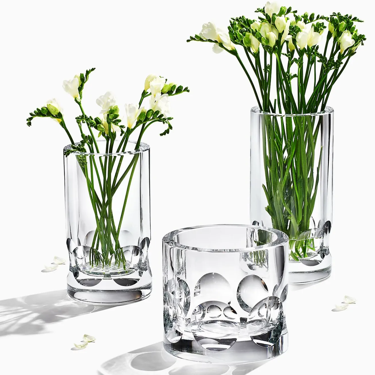Tiffany & Co. Tiffany Pearl Cut vase in mouth-blown crystal glass, 14" high. | ^ Decor