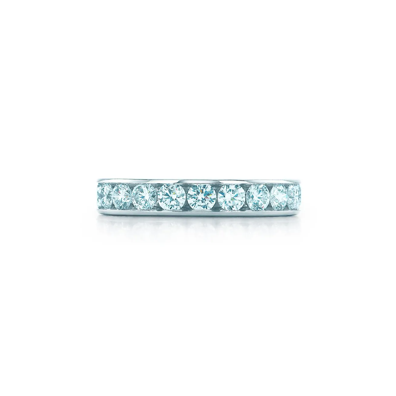 Tiffany & Co. Tiffany® Setting Wedding Band in Platinum with a Full Circle of Diamonds, 4 mm | ^Women Rings|Platinum Jewelry