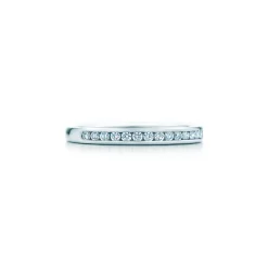 Tiffany & Co. Tiffany® Setting Wedding Band in Platinum with a Half-circle of Diamonds, 2 mm | ^Women Rings|Platinum Jewelry