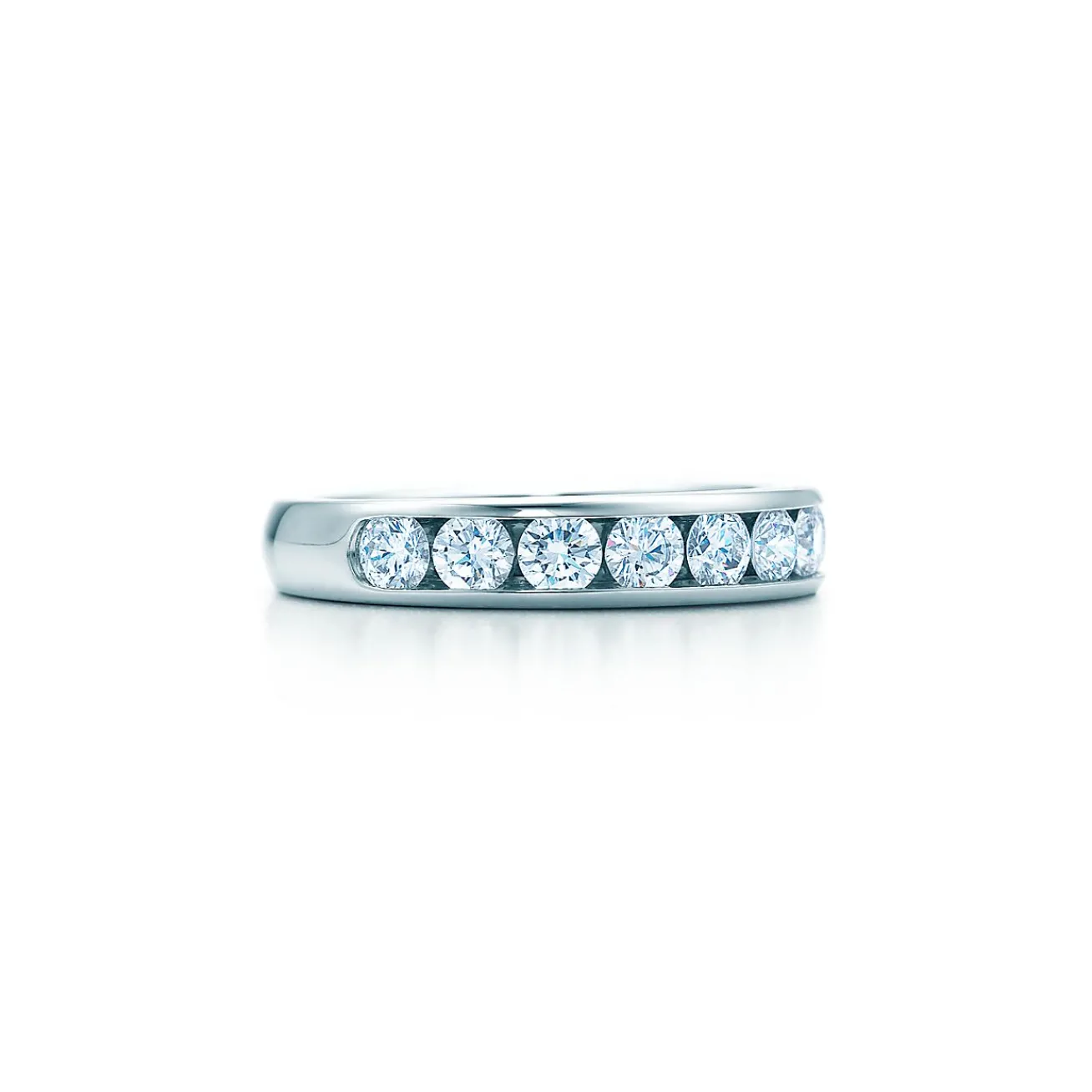 Tiffany & Co. Tiffany® Setting Wedding Band in Platinum with a Half-circle of Diamonds, 3.9 mm | ^Women Rings|Platinum Jewelry