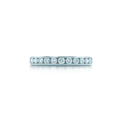 Tiffany & Co. Tiffany® Setting Wedding Band in Platinum with a Half-circle of Diamonds, 3 mm | ^Women Rings|Platinum Jewelry