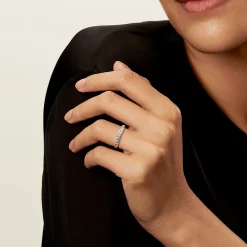 Tiffany & Co. Tiffany® Setting Wedding Band in Platinum with a Half-circle of Diamonds, 3 mm | ^Women Rings|Platinum Jewelry