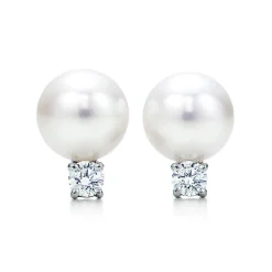 Tiffany & Co. Tiffany Signature® Pearls earrings in 18k white gold with pearls and diamonds. | ^ Earrings|Diamond Jewelry