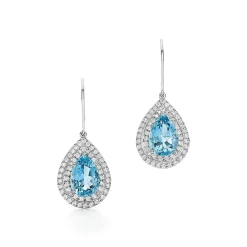 Tiffany & Co. Tiffany Soleste® earrings in platinum with diamonds and aquamarines. | ^ Earrings|Platinum Jewelry
