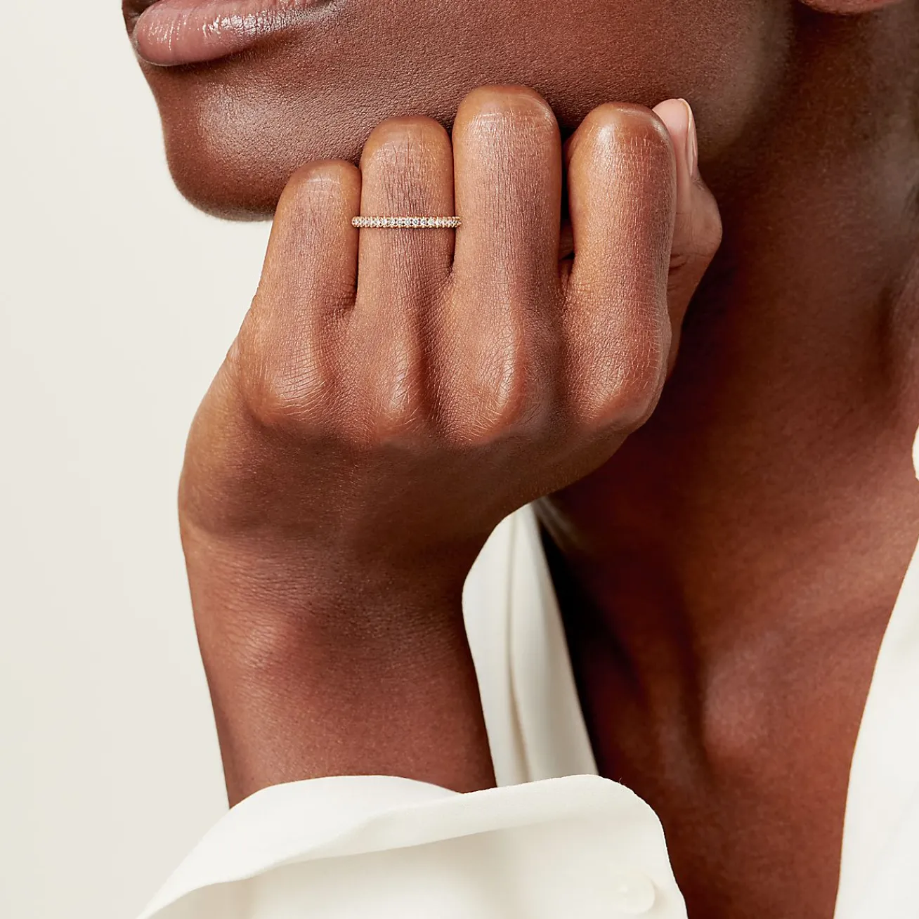 Tiffany & Co. Tiffany Soleste® Half Eternity Ring in Rose Gold with Diamonds | ^Women Rings|Stacking Rings