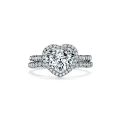 Tiffany & Co. Tiffany Soleste® heart-shaped halo engagement ring with a diamond platinum band. | ^ Engagement Rings