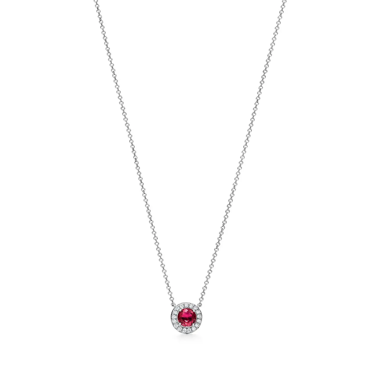Tiffany & Co. Tiffany Soleste® pendant in platinum with a ruby and diamonds. | ^ Necklaces & Pendants|Platinum Jewelry