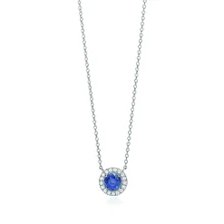 Tiffany & Co. Tiffany Soleste® pendant in platinum with a sapphire and diamonds. | ^ Necklaces & Pendants|Gifts for Her