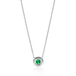 Tiffany & Co. Tiffany Soleste® pendant in platinum with diamonds and an emerald. | ^ Necklaces & Pendants|Platinum Jewelry