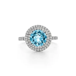 Tiffany & Co. Tiffany Soleste® ring in platinum with a .70-carat aquamarine and diamonds. | ^ Rings|Gifts for Her