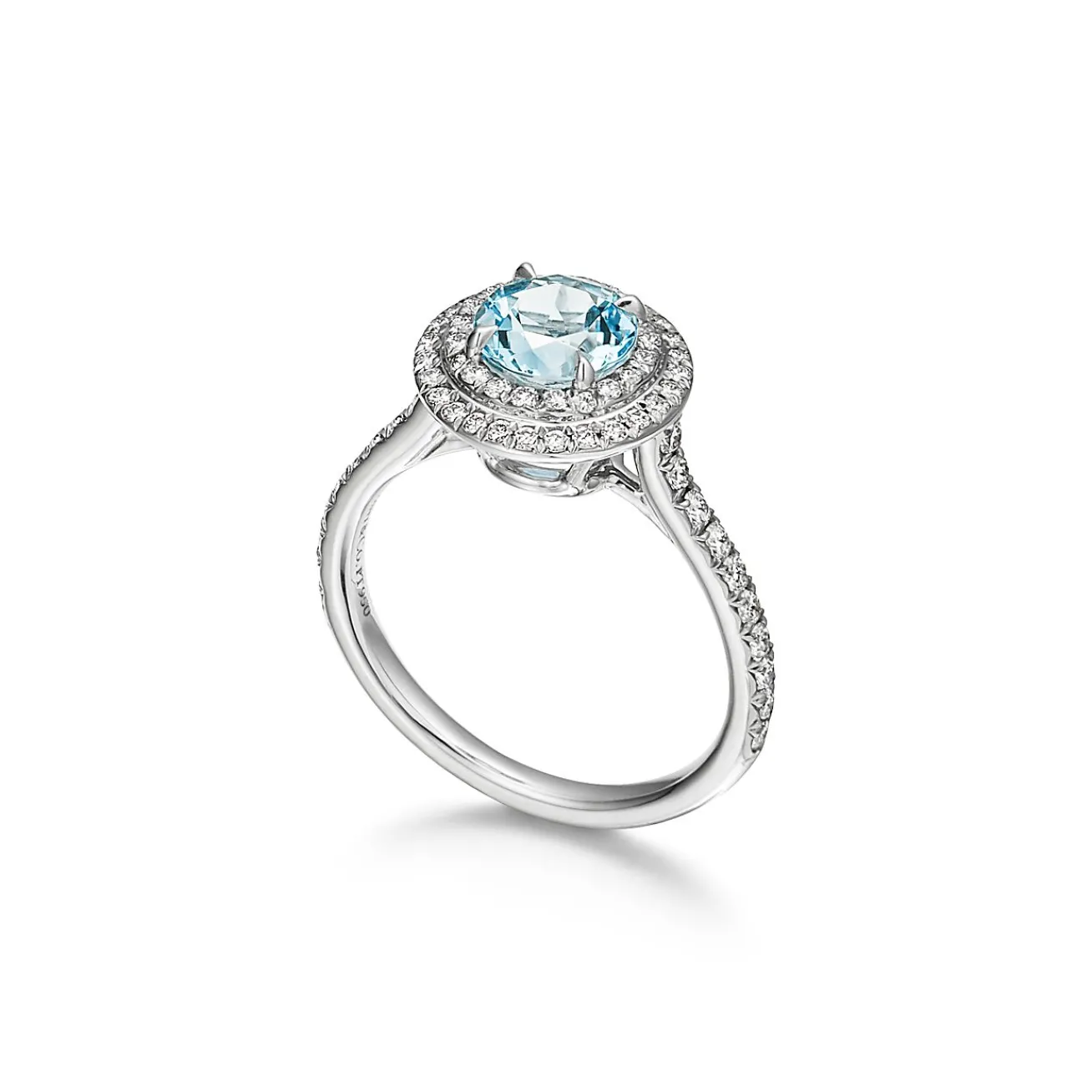 Tiffany & Co. Tiffany Soleste® ring in platinum with a .70-carat aquamarine and diamonds. | ^ Rings|Gifts for Her