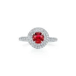 Tiffany & Co. Tiffany Soleste® ring in platinum with a ruby and diamonds. | ^ Rings|Platinum Jewelry