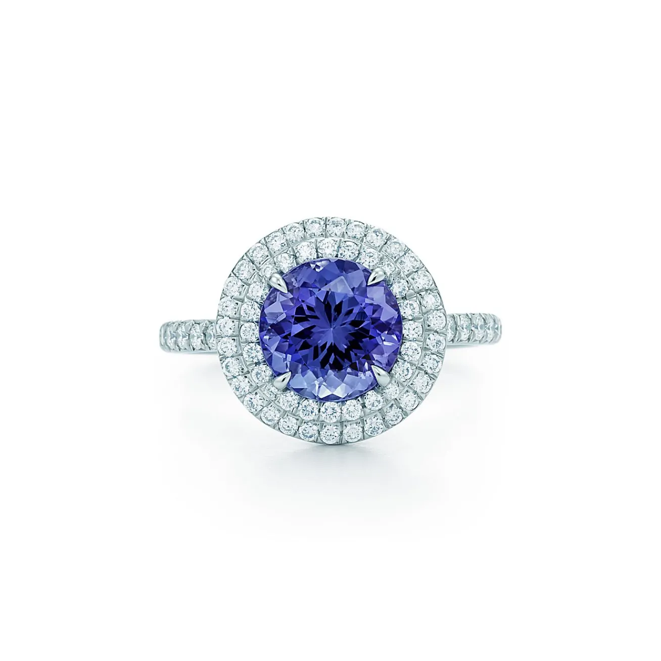 Tiffany & Co. Tiffany Soleste® ring in platinum with a .70-carat tanzanite and diamonds. | ^ Rings|Platinum Jewelry