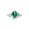 Tiffany & Co. Tiffany Soleste® ring in platinum with diamonds and an emerald. | ^ Rings|Platinum Jewelry