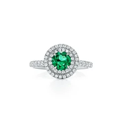 Tiffany & Co. Tiffany Soleste® ring in platinum with diamonds and an emerald. | ^ Rings|Platinum Jewelry