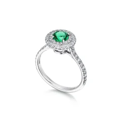 Tiffany & Co. Tiffany Soleste® ring in platinum with diamonds and an emerald. | ^ Rings|Platinum Jewelry