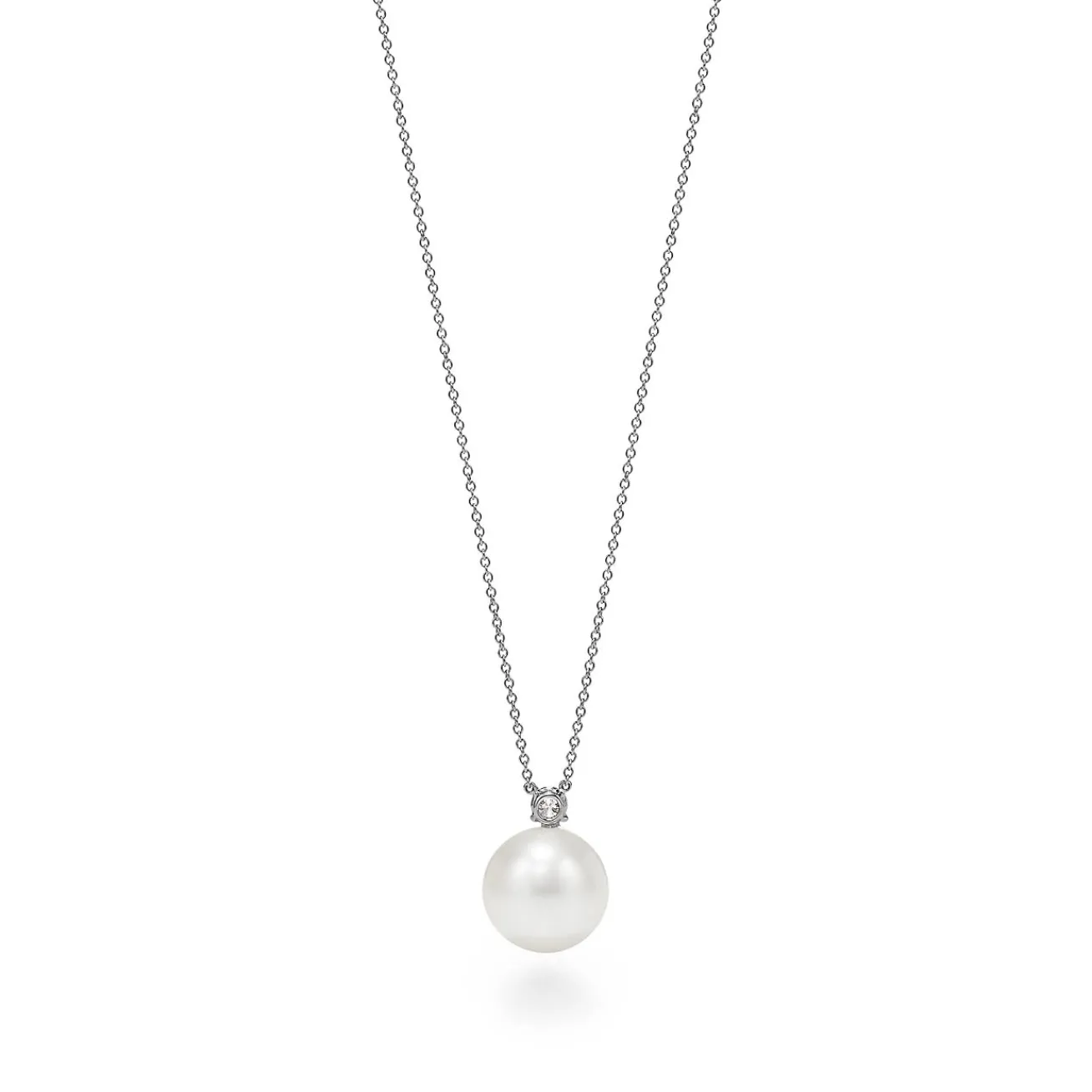 Tiffany & Co. Tiffany South Sea Noble pendant in platinum with a cultured pearl and a diamond. | ^ Necklaces & Pendants|Platinum Jewelry