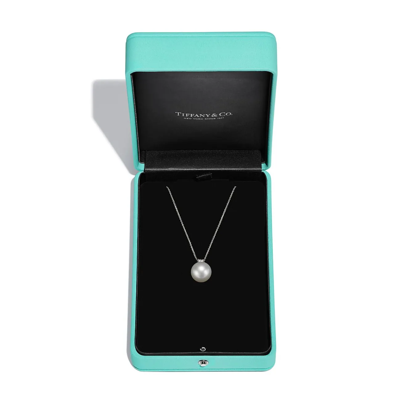 Tiffany & Co. Tiffany South Sea Noble pendant in platinum with a cultured pearl and a diamond. | ^ Necklaces & Pendants|Platinum Jewelry