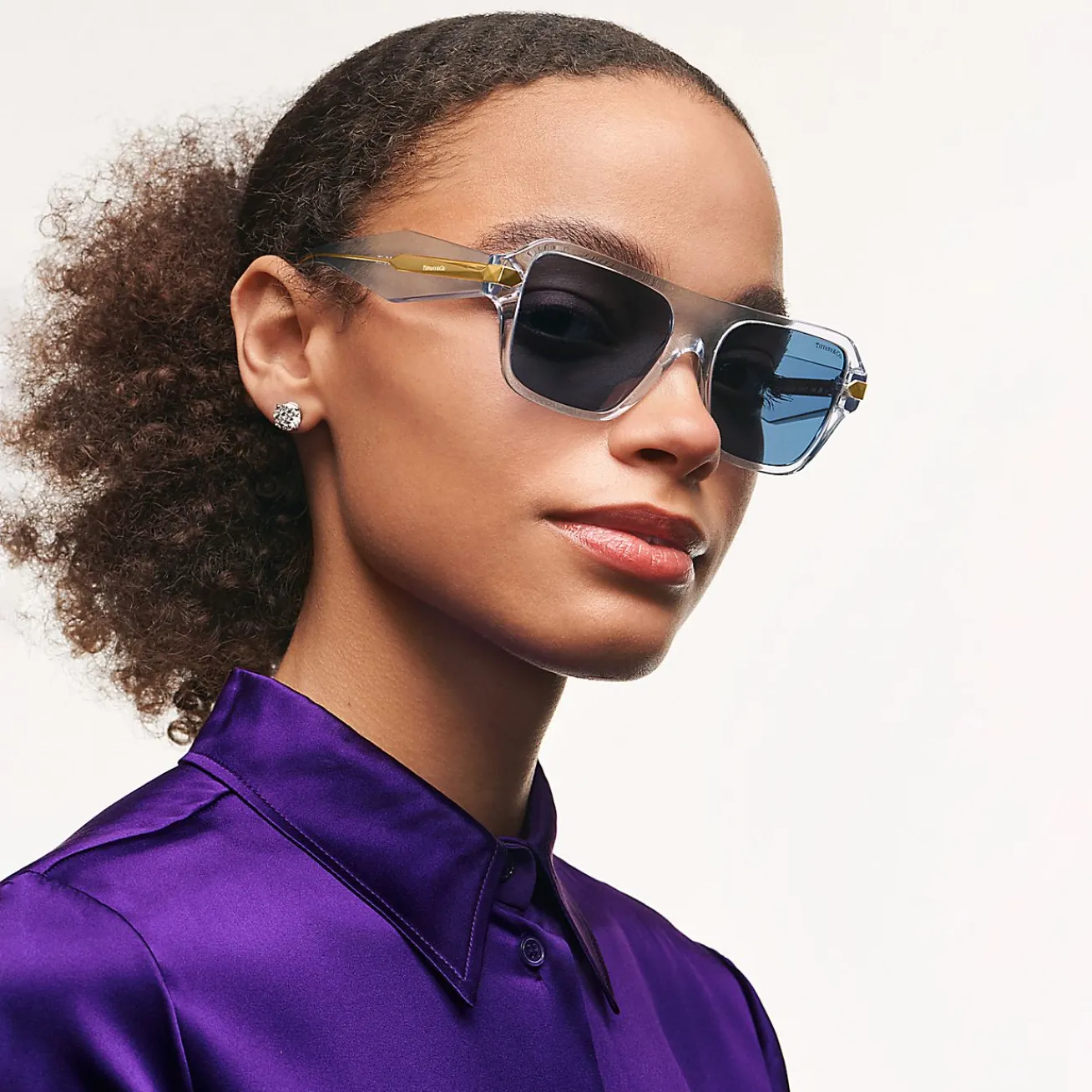 Tiffany & Co. Tiffany Sunglasses in Clear Acetate with Dark Blue Lenses | ^Women Sunglasses|Women's Accessories