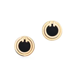 Tiffany & Co. Tiffany T black onyx circle earrings in 18k gold. | ^ Earrings|Gold Jewelry