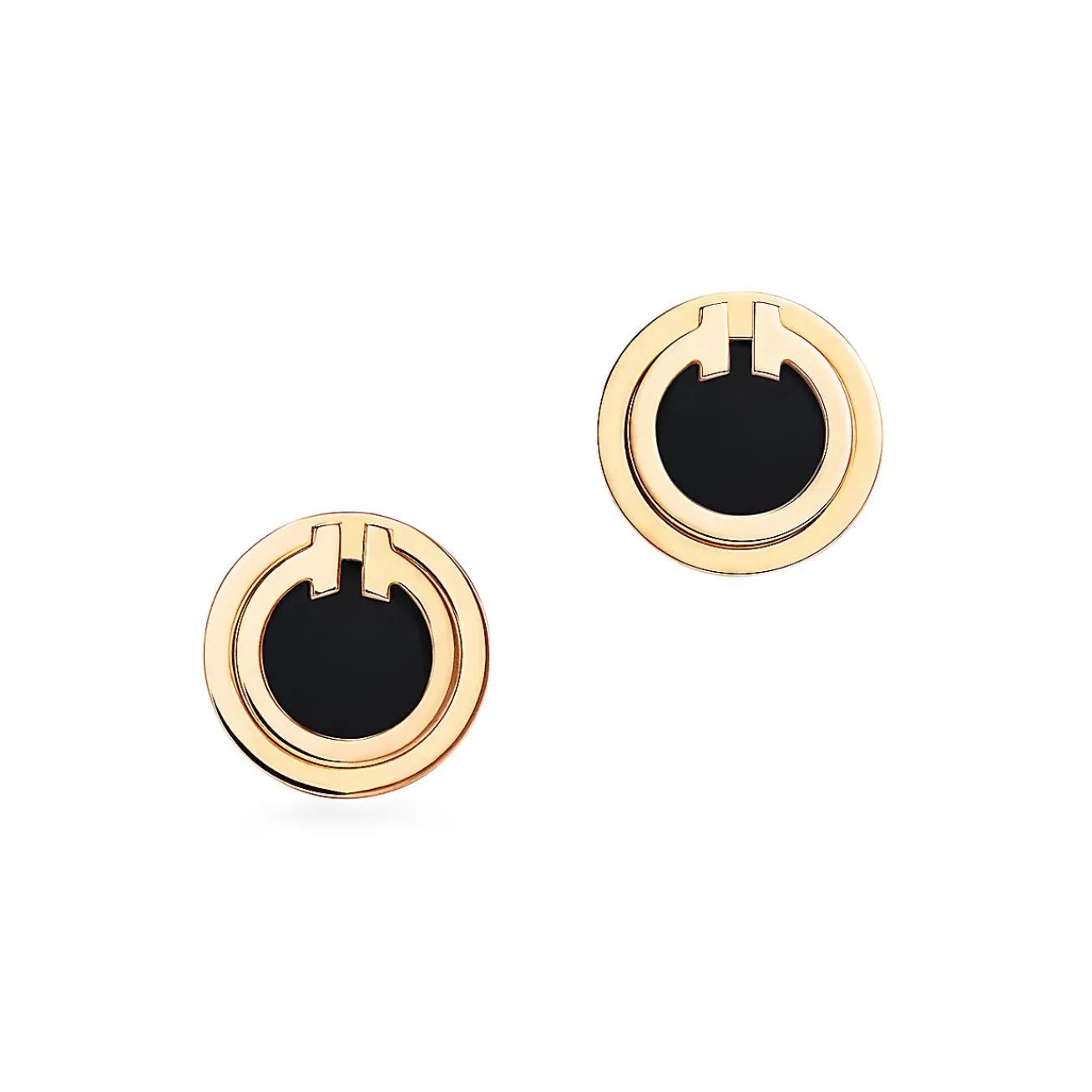 Tiffany & Co. Tiffany T black onyx circle earrings in 18k gold. | ^ Earrings|Gold Jewelry