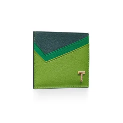 Tiffany & Co. Tiffany T Card Case in Emerald Green Colorblock Leather | ^Women Business Gifts|Small Leather Goods
