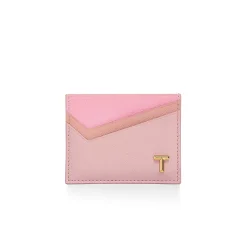 Tiffany & Co. Tiffany T Card Case in Pink Colorblock Leather | ^ Business Gifts|Small Leather Goods