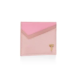 Tiffany & Co. Tiffany T Card Case in Pink Colorblock Leather | ^ Business Gifts|Small Leather Goods