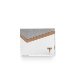 Tiffany & Co. Tiffany T Card Case in Taupe Colorblock Leather | ^Women Business Gifts|Small Leather Goods