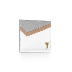 Tiffany & Co. Tiffany T Card Case in Taupe Colorblock Leather | ^Women Business Gifts|Small Leather Goods