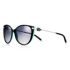 Tiffany & Co. Tiffany T Cat Eye Sunglasses in Black Acetate with Tiffany Blue® Enamel | ^ Tiffany T|Sunglasses