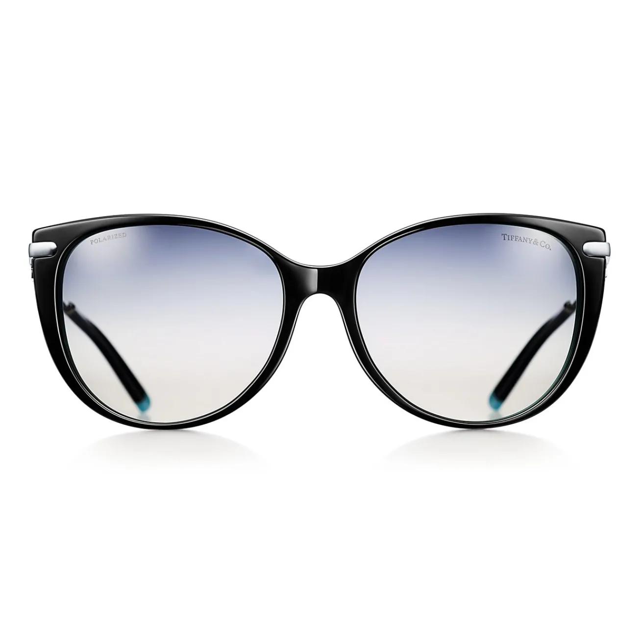 Tiffany & Co. Tiffany T Cat Eye Sunglasses in Black Acetate with Tiffany Blue® Enamel | ^ Tiffany T|Sunglasses