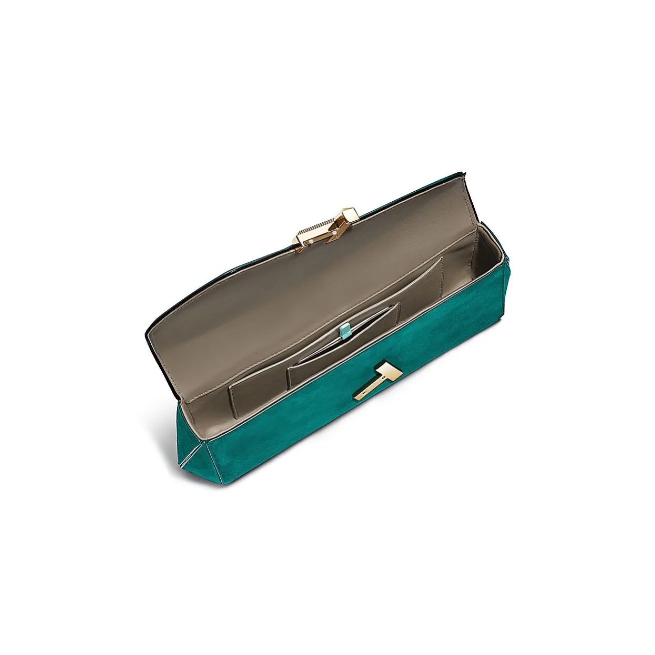 Tiffany & Co. Tiffany T Clutch in Emerald Green Suede | ^Women Bags|Women's Accessories