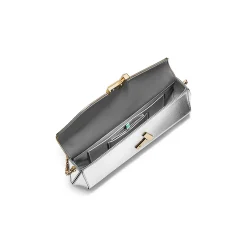Tiffany & Co. Tiffany T Clutch in Silver-colored Leather on a Chain | ^Women Bags|Women's Accessories
