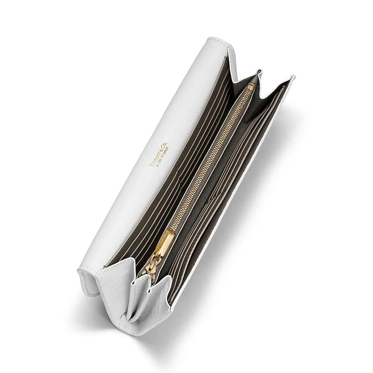 Tiffany & Co. Tiffany T Deco Continental Wallet in White Leather | ^Women Small Leather Goods|Women's Accessories