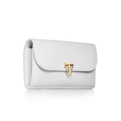 Tiffany & Co. Tiffany T Deco Continental Wallet in White Leather | ^Women Small Leather Goods|Women's Accessories