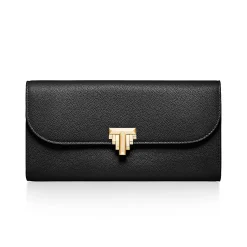 Tiffany & Co. Tiffany T Deco Continental Wallet in Black Leather | ^Women Small Leather Goods|Women's Accessories