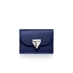 Tiffany & Co. Tiffany T Deco Flap Card Holder in Sapphire Blue Leather | ^Women Small Leather Goods|Women's Accessories