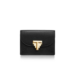 Tiffany & Co. Tiffany T Deco Flap Card Holder in Black Leather | ^Women Small Leather Goods|Women's Accessories