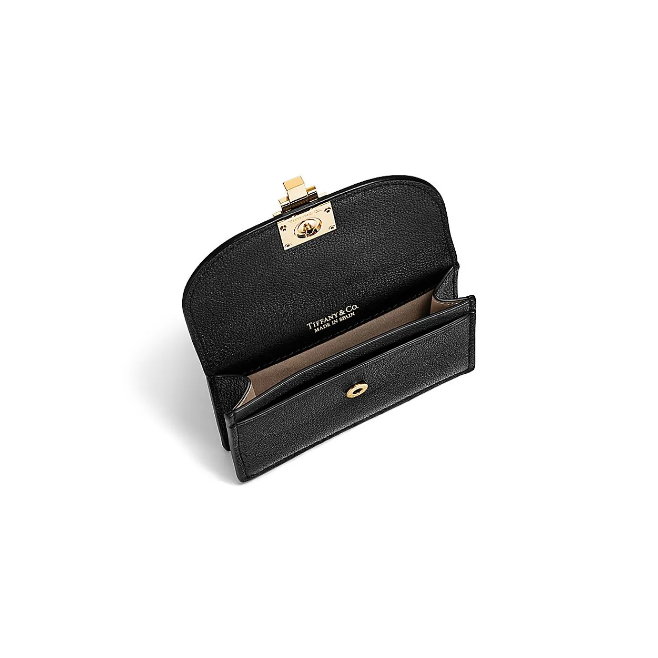 Tiffany & Co. Tiffany T Deco Flap Card Holder in Black Leather | ^Women Small Leather Goods|Women's Accessories