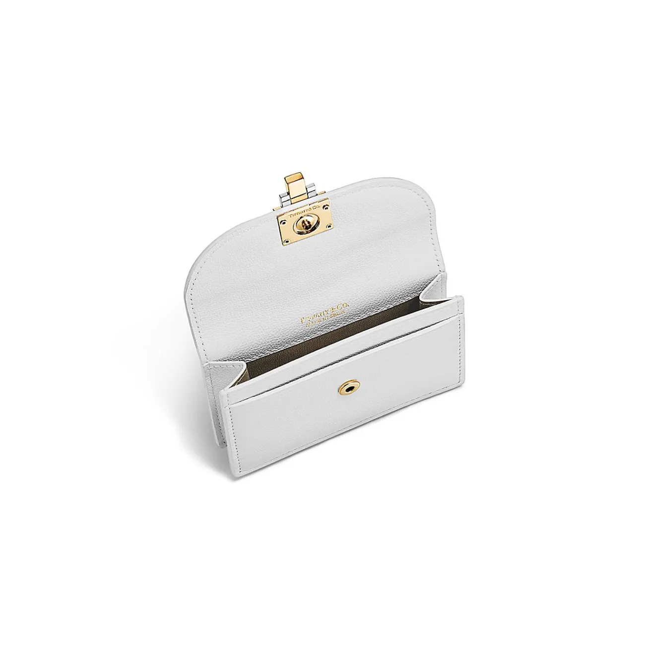 Tiffany & Co. Tiffany T Deco Flap Card Holder in White Leather | ^Women Small Leather Goods|Women's Accessories