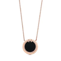 Tiffany & Co. Tiffany T diamond and black onyx circle pendant in 18k rose gold. | ^ Necklaces & Pendants|Men's Jewelry