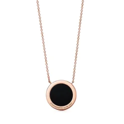 Tiffany & Co. Tiffany T diamond and black onyx circle pendant in 18k rose gold. | ^ Necklaces & Pendants|Men's Jewelry