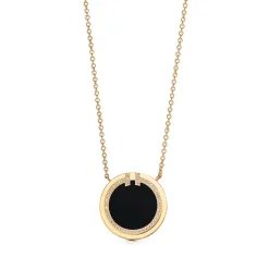 Tiffany & Co. Tiffany T diamond and black onyx circle pendant in 18k gold. | ^ Necklaces & Pendants|Men's Jewelry
