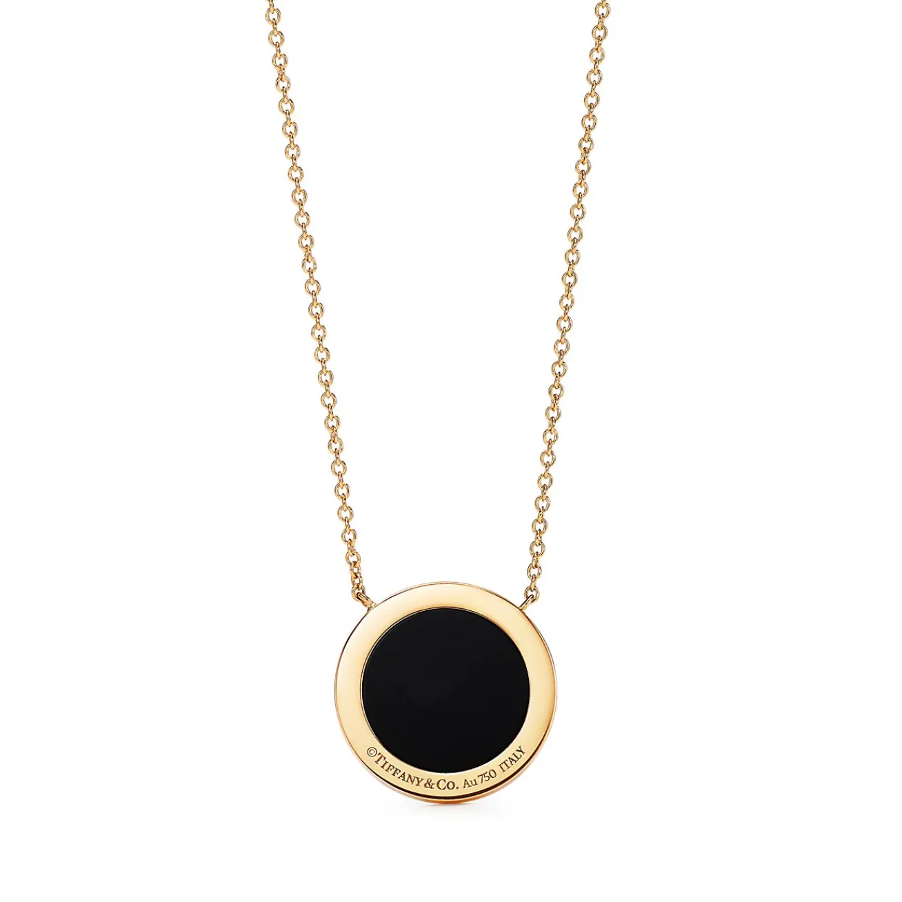 Tiffany & Co. Tiffany T diamond and black onyx circle pendant in 18k gold. | ^ Necklaces & Pendants|Men's Jewelry