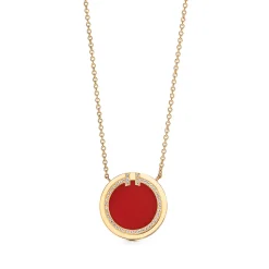 Tiffany & Co. Tiffany T diamond and carnelian circle pendant in 18k gold. | ^ Necklaces & Pendants|Gold Jewelry